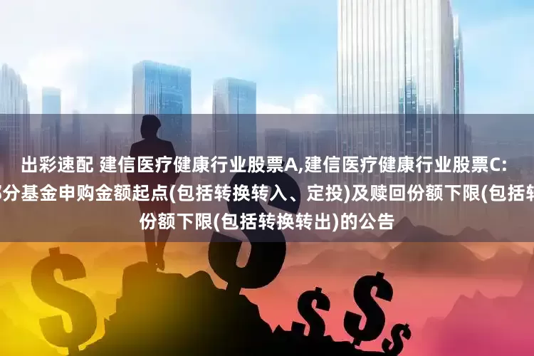 出彩速配 建信医疗健康行业股票A,建信医疗健康行业股票C: 关于调整旗下部分基金申购金额起点(包括转换转入、定投)及赎回份额下限(包括转换转出)的公告